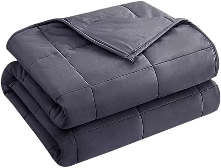 Weighted Blanket for Adults (12 lbs, 48' x 72', Grey) Cooling Heavy Blanket Microfiber for Sleeping Perfect for 110-130 lbs, Twin Size Breathable Blanket with Premium Glass Bead, Machine Washable
