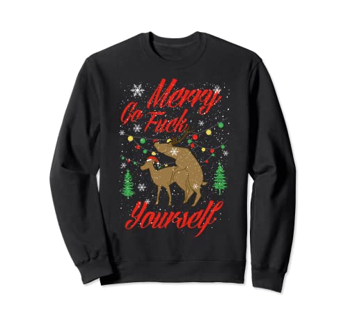 Merry Go F Yourself Middle Finger GFY Ugly Christmas Sweater Sweatshirt