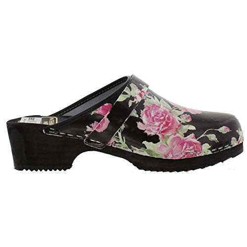 Moheda Toffeln 'Rosa' Wooden Clogs - Fancy Black - 36