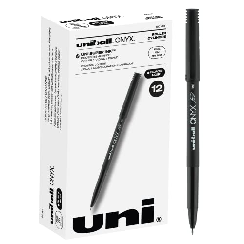 Uniball Onyx Rollerball Stick Pen 12 Pack, 0.7mm Fine Black Pens, Gel Ink Pens | Office Supplies, Pens, Ballpoint Pen, Colored Pens, Gel Pens, Fine Point, Smooth Writing Pens