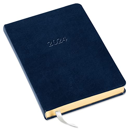 2024 Gallery Leather Desk Daily Planner - Acadia Navy - 8x5.5'