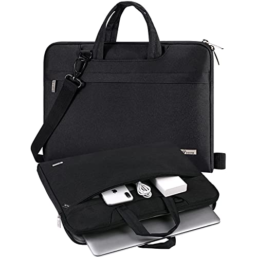 V Voova Laptop Bag 17 17.3 inch with Shoulder Strap & Handle, Waterproof Laptop Case Sleeve Compatible with 17-18 Inch HP Acer Asus Dell Lenovo, Slim Briefcase Computer Cover for Men Women, Black