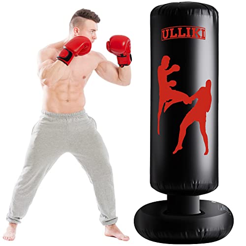 Punching Bag for Kids and Adults, Boxing Equipment with Stand for Immediate Bounce-Back, 63 Inches Inflatable Boxing Bag Used to Practice Daily Boxing Activities Gift for Kids, Men, Women, boy, Girl