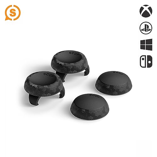 SCUF Universal Thumbstick Grips - 4 Pack with 2 Bases - Tactic - Joystick Thumb Grips For Xbox One and Xbox Series X|S, PS4, PS5, Nintendo Switch Pro Controller - Black