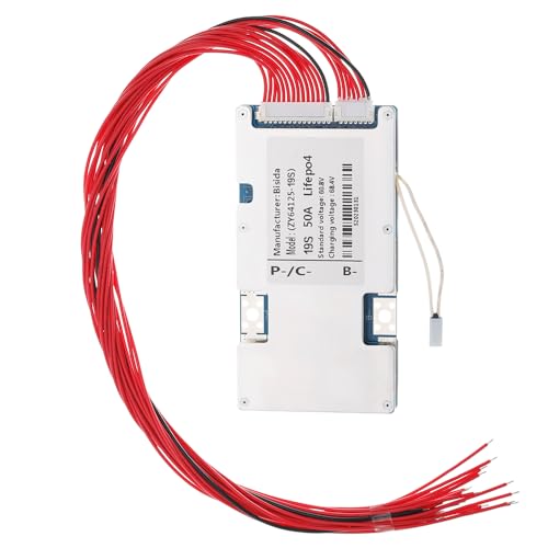 Bisida 19S BMS 60V 50A Lifepo4 Battery Management System PCB Protection Board with Balance Wire and NTC,Ten Functional protections, Common Port, for Lifepo4 Battery Pack (19S 60V 50A)
