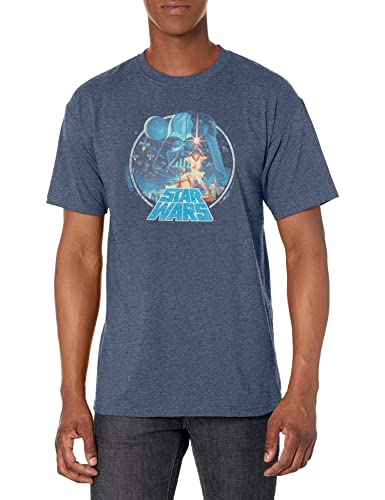 STAR WARS Men's Classic Scene Circle T-Shirt - Navy Blue Heather - Medium