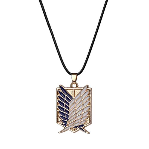 AILUOR Anime Necklace, Investigation Corps Pendant Necklace, Wings of Freedom Cosplay Necklace Leather Rope Investigation Anime Cartoon Lovers Jewelry for Boys Girls Anime Fan (Gold)