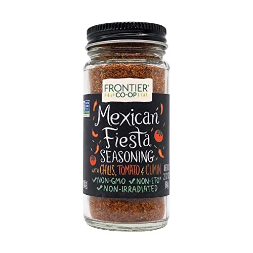 Frontier Co-op Mexican Fiesta Seasoning, 2.12-Ounce Jar, Chilis, Tomato & Cumin, Hint Of Lemon & Cilantro, Kosher, Non ETO