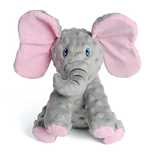 DODODOLA Stuffed Dog Toys Durable Plush Dog Toy with Crinkle Paper Cute Elephant Squeaky Dog Toy,Dog Chew Toys for Medium Large Breed