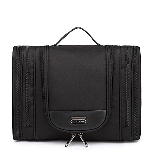 tuowan Hanging Travel Toiletry Bag for Women Men, Travel Cosmetic Makeup Kit Organizer for Toiletries Accessorie Extra Large(Black)