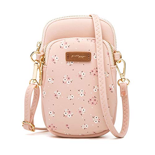 Small Crossbody Purse for Girls, Techcircle PU Leather Cell Phone Wallet Shoulder Bag with Removable Strap for iPhone 12/11/10/8/7, Galaxy Note8/Note9/S9+/S10+/S20 FE, LG Stylo 4/G8/G7/V50, Pink