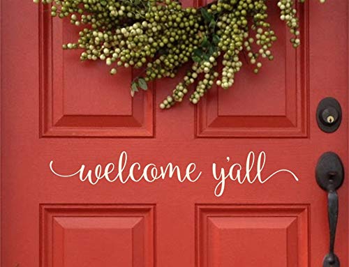 ArogGeld Welcome Y'all Decal, Front Door Welcome Sticker, Welcome Yall Door Greeting, House Door Saying, Country Farmhouse Decor, Vinyl Decal Quote
