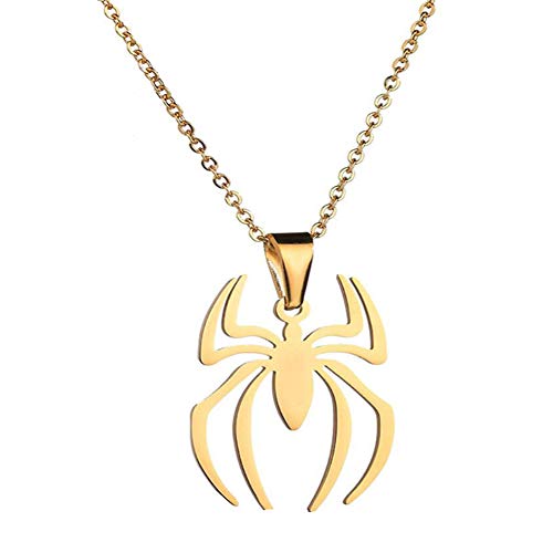 RZCXBS Spider Jewelry Lightweight Surgical Stainless Steel Spider Pendant Hypoallergenic Spider Chain (Gold)