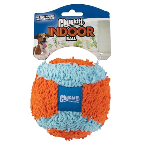 Chuckit Indoor Fetch Ball Dog Toy (4.75 Inch), Orange and Blue