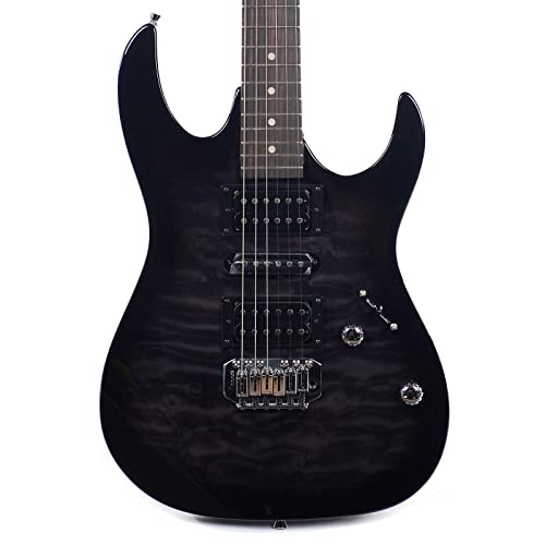 Ibanez 6 String Solid-Body Electric Guitar, Right, Transparent Black Sunburst (GRX70QATKS)
