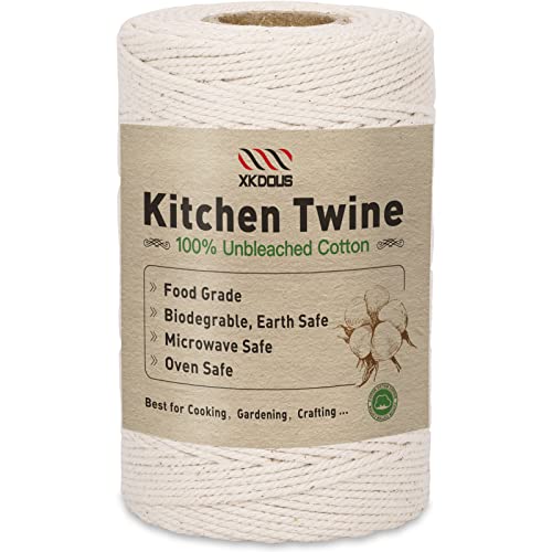 XKDOUS 476ft Butchers Cooking Twine, 100% Cotton Kitchen Twine String, 2mm Cotton Twine for Roasting, Trussing Poultry, Baking & Crafting