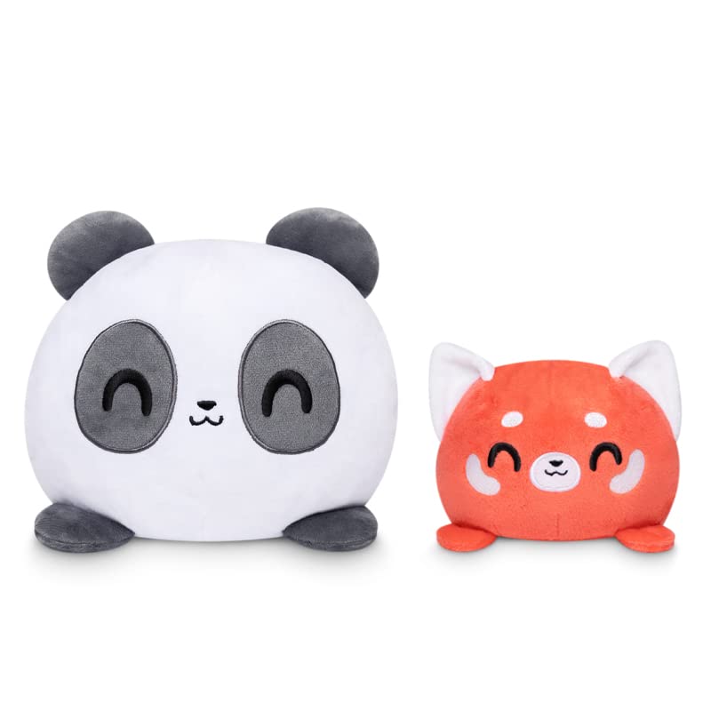 TeeTurtle - The Original Reversible Panda Plushie - BIG Panda + Red Panda - Cute Sensory Fidget Stuffed Animals That Show Your Mood - An Amazon Exclusive Set!
