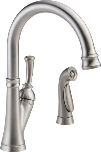 Delta Faucet 11949-SS-DST Savile, Single Handle Kitchen Faucet with Spray, Stainless