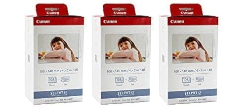 Canon KP-108IN Color ahPJNL Ink and 4 x 6 Paper Set, 108 Count (Pack of 3)