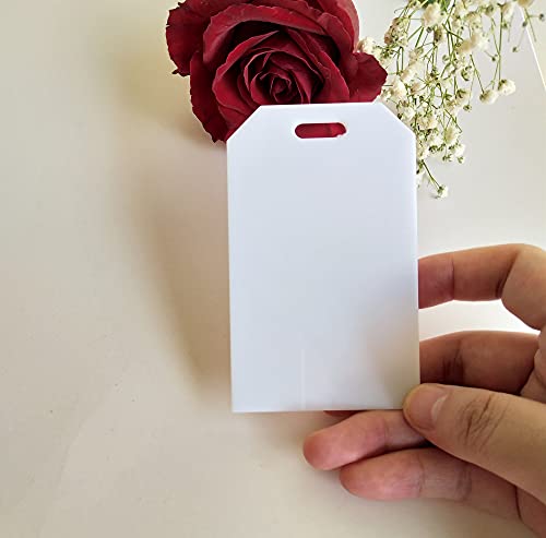 Set of 10 Blank Luggage Tags, Personalized Acrylic Luggage Tag, Wedding Place Cards, Name Cards - Escort Cards – Place Cards (White)