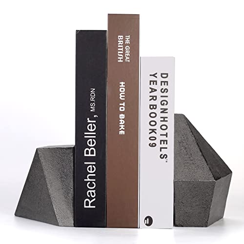 Decorative Bookends, Heavy Duty Cast Iron, Art Shelf Decor, Geometry Abstract Theme (Black) by Ambipolar