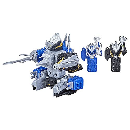 Power Rangers Dino Fury Blue Tricera Blade and Black Stego Spike Zord Toys for Kids Ages 4 and Up Zord Link Mix-and-Match Custom Build System