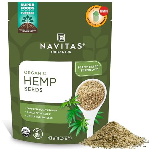 Navitas Organics Organic Raw Hemp Seeds Bag, 15 Servings — Organic, Non-GMO, Low Temp-Hulled, Gluten-Free, 8 Ounce (Pack of 1)