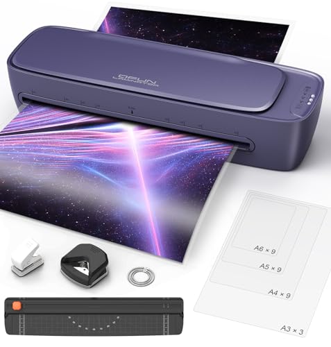 Laminator Machine 13 Inch Wide Thermal Lamination 9 in 1 Cold Hot A3 laminating machine for Teacher Personal, 60s Warm-Up No Jam laminator machine 11x17 with 30 Laminating Sheets for Home Office Use