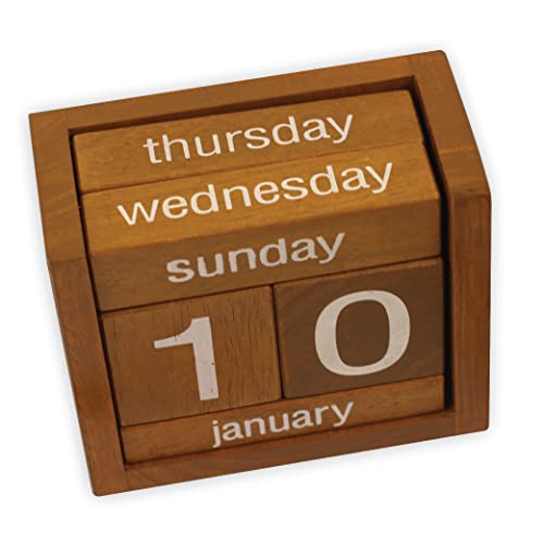 BSIRI Wooden Desk Calendar - Mini Decor Perpetual Calendar Gifts Dad Gifts Mom Office Block Kitchen Home Gifts Monthly Small Planner Family Birthday Calendar Tags Perpetual for New Year