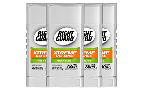Right Guard Xtreme Defense Antiperspirant Deodorant Solid Stick, Fresh Blast, 2.6 Ounce (Pack of 4)