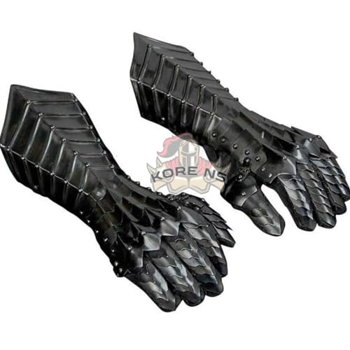 KORE NS Medieval Gauntlets Nazgul Black Antique Steel armor Gloves Crusader Larp cosplay