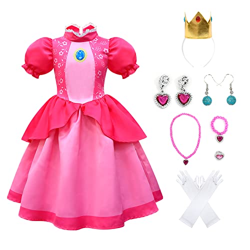 MEDSAMAAN Adult Peach Dress Girls Cartoon Costumes Sleeve Dresses