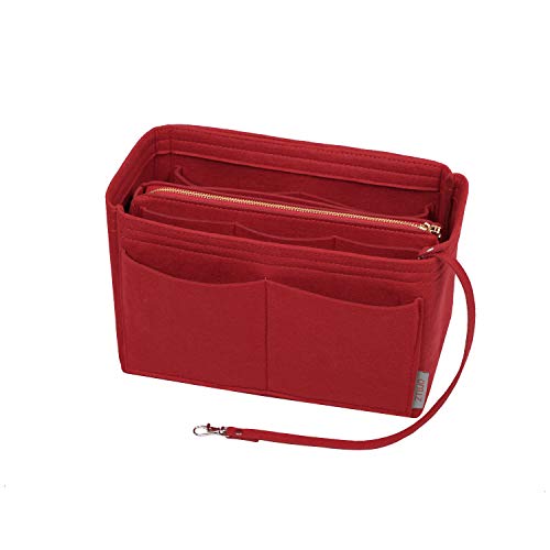 ZTUJO Purse Organizer Insert, Felt Bag Organizer with Metal Zipper, Handbag & Tote Shaper, For Speedy Neverfull Tote, 7 Sizes (X-large, Red)