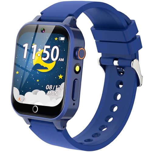 Vakzovy Kids Smart Watch for Kids with 26 Puzzle Games HD Camera MP3 Player Audiobook Video Pedometer Habit Tracking Learn Card Flashlight Kids Smart Watch Boys Gift for 5-12 Year Old Boys Toys