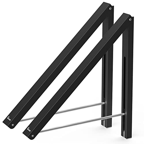 Anjuer Laundry Room Wall Mounted Drying Rack Clothes Hanger Folding Wall Coat Racks Aluminum Home Storage Organiser Space Savers Black
