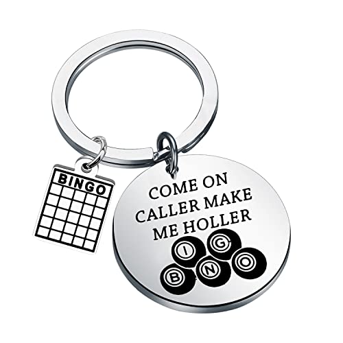 PLITI Bingo Gift Bingo Gambler Gift Bingo Lover Gift Bingo Game Jewelry Bingo Charm Keyring Come On Caller Make Me Holler Bingo Keychain (holler bingo ky)