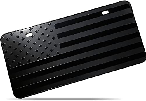 Zone Tech Monochrome USA Flag License Plate - Premium Quality Thick Durable Embossed Novelty American Patriotic Flag