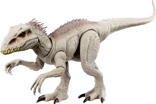Mattel Jurassic World Camouflage 'n Battle Dinosaur Toy, Indominus Rex Figure with Lights, Sounds & Motion
