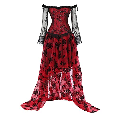 viwoeim Dresses for Women Long Sleeve Renaissance Dress for Women Dress Up Halloween Medieval Costume Faire Gothic Gown Maternity Photoshoot Dress