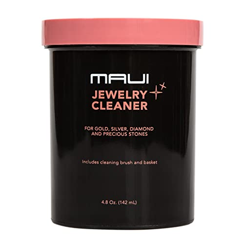 Maui Liquid Jewelry Cleaner Solution for Gold, Silver, Diamond. Safety Solution Comes with a Basket and Brushes for Extra Cleaning. NOT Guaranteed to Work on All Jewelry