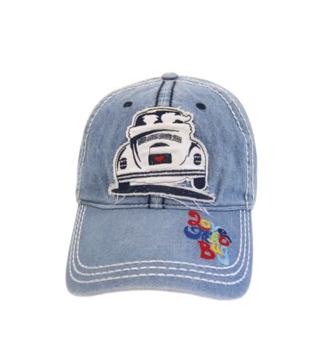 BRISA VW Collection - Volkswagen Baseball Cap Hat Headwear with Beetle Bug Motif One Size (Love That Bug/Blue)