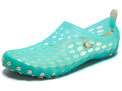 PAIRLERS Women's Soft Beach Sandals Pull-On Aerobic Water Shoes (6.5 B(M) US, Sky_Blue)