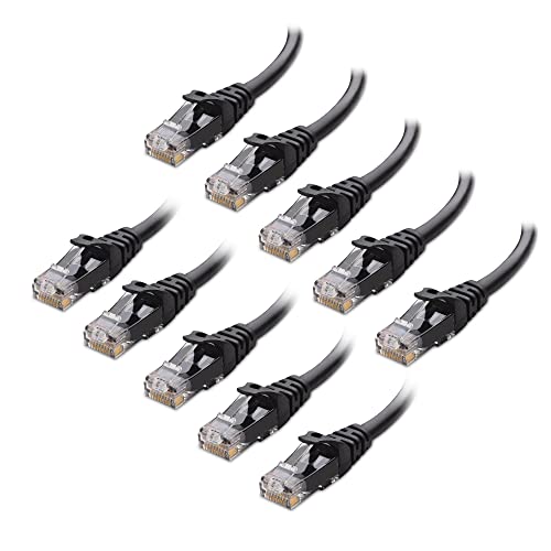 Cable Matters 10Gbps 10-Pack Snagless Short Cat 6 Ethernet Cable 5 ft (Cat 6 Cable, Cat6 Cable, Internet Cable, Network Cable) in Black