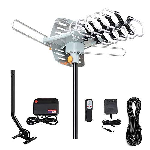 TV Antenna, Digital Outdoor Amplification High-Definition TV Antenna with a Range of 150Miles, Remote Support for 4K 1080p Firestick 2 TV, with Mounting Pole