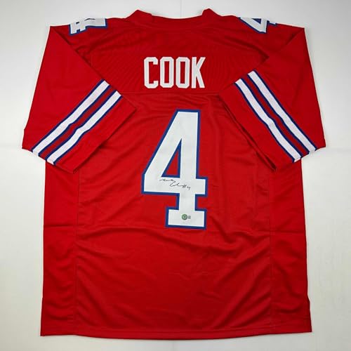 Autographed/Signed James Cook Buffalo Red Football Jersey Beckett BAS COA