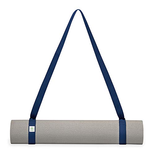 Gaiam Easy-Cinch Yoga Mat Sling - Durable Carrying Strap for Yoga Mat with Metal D-Rings for Secure Fit - Doubles as a Yoga Stretching Strap (No Mat Included), Navy