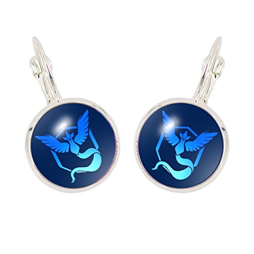 Joyplancraft Anime Pocket Monster Earrings Go Team Mystic,Valor, Instinct Cabochon Dome Earrings (Mystic)