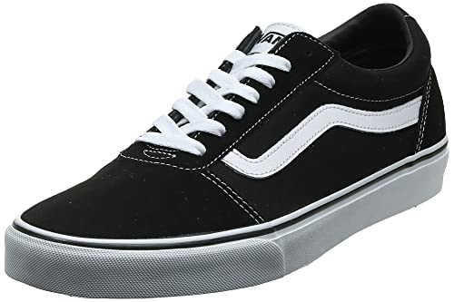 Vans Women's WM Ward Sneaker, Black ((Suede/Canvas) Black/White Iju), 8.5