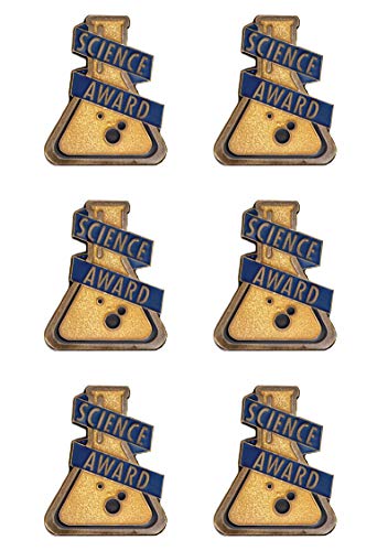 Anderson's Gold Glitter Beaker-Shaped Science Award Pins, 6 Count