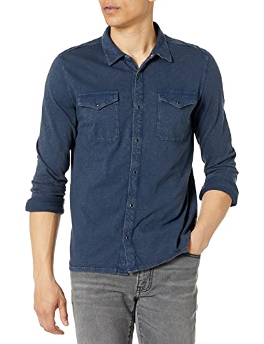 John Varvatos Men's Arvon Shirt Jacket, Pacific Blue